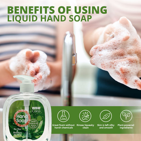 Liquid Hand Wash, Tea Tree & Rosemary - 16.9 fl oz | WBM CARE